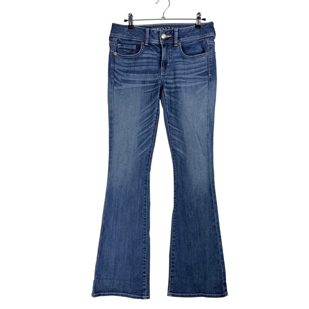 American Eagle Kick Boot Jeans Womens 4 Medium Wash Stretch Boho Western‎ Y2K